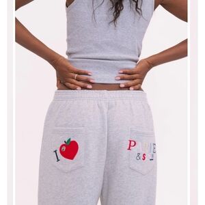 Gray Women's Sweatpants with Embroidered Pockets